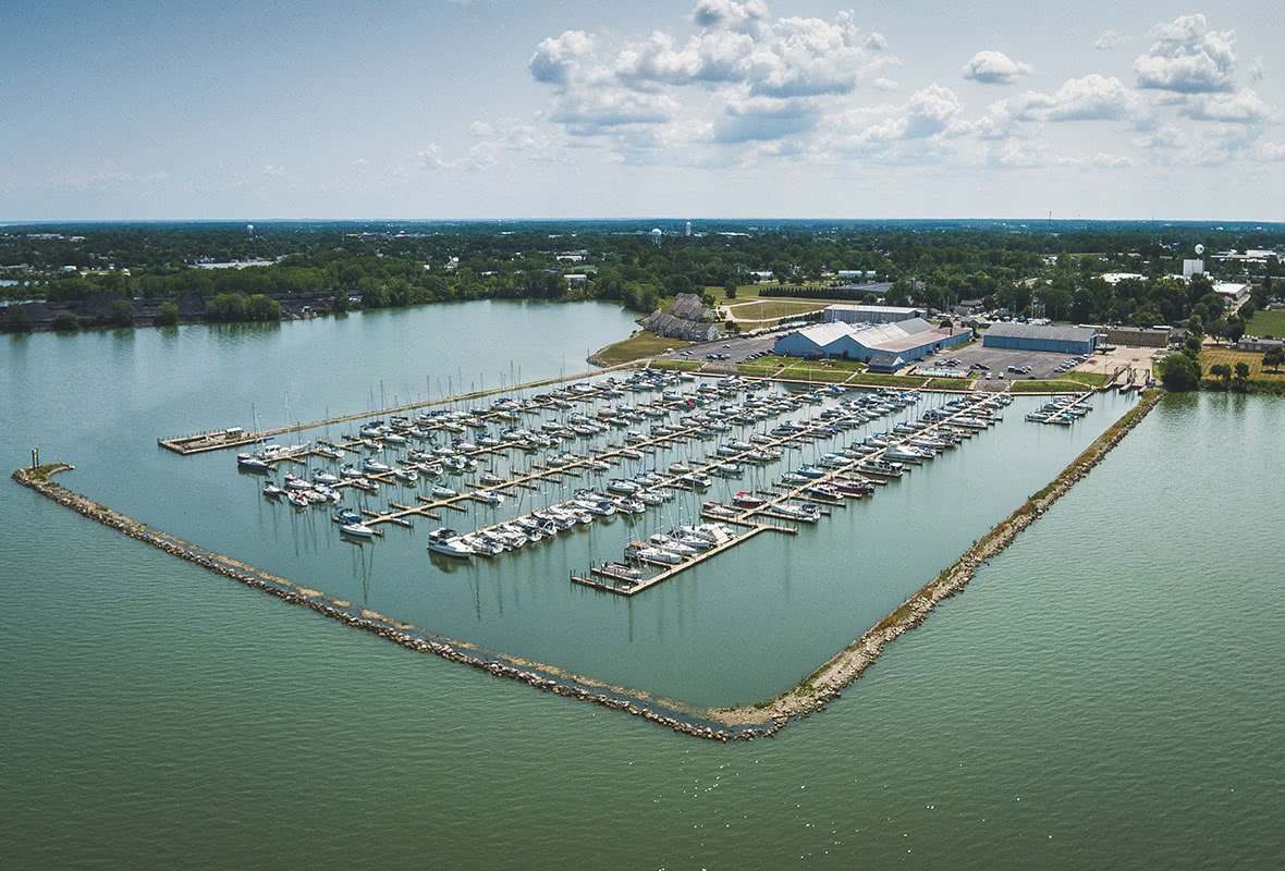 Aerial view of marina