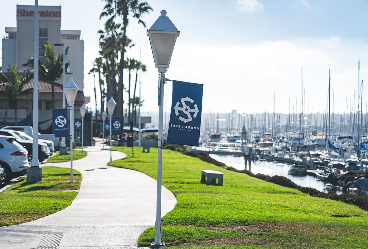 Safe Harbor banner on light pole