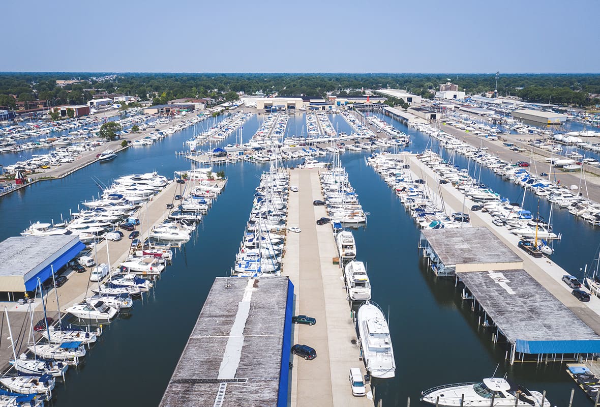 Aerial view of marina