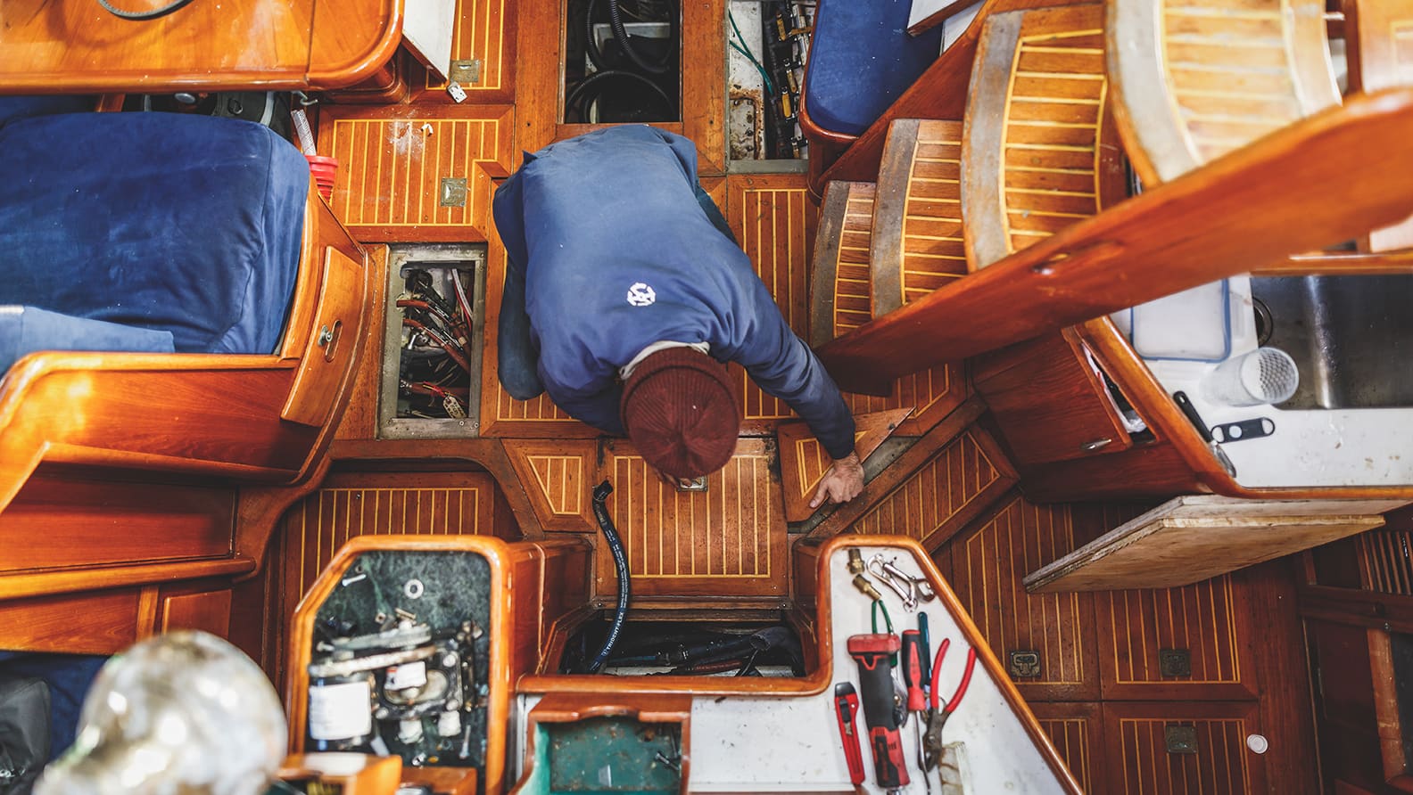 repairing a boat