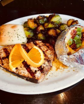grilled fish with baked potato