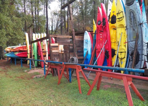 stacked kayacks