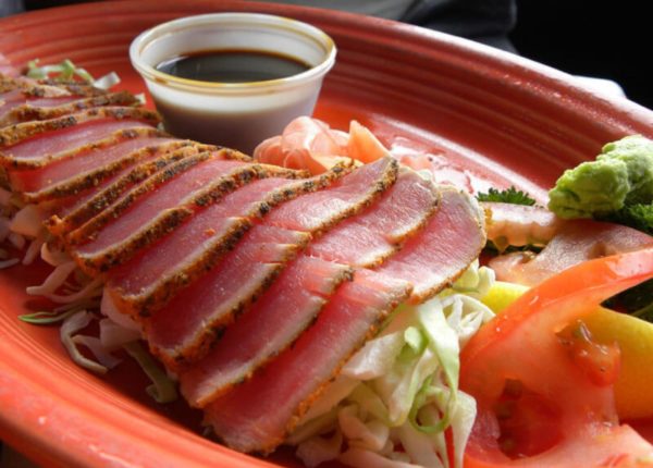 thin sliced tuna dish
