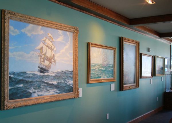 paintings of ships hanging