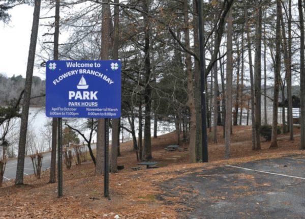 park sign and trees in the fall