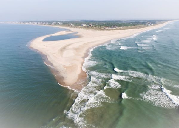 aerial view of beach and ocean