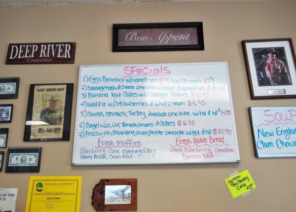 specials for a restaurant written on a white board