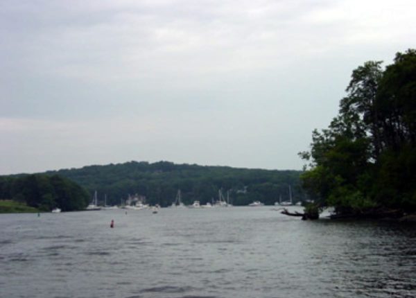 wide view of a cove with many boats