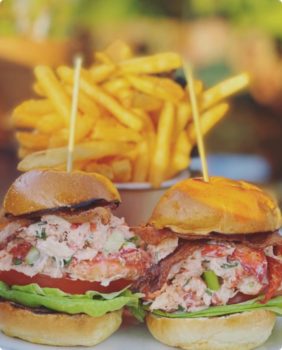lobster sandwich with fries