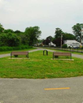 bike path with 2 benches