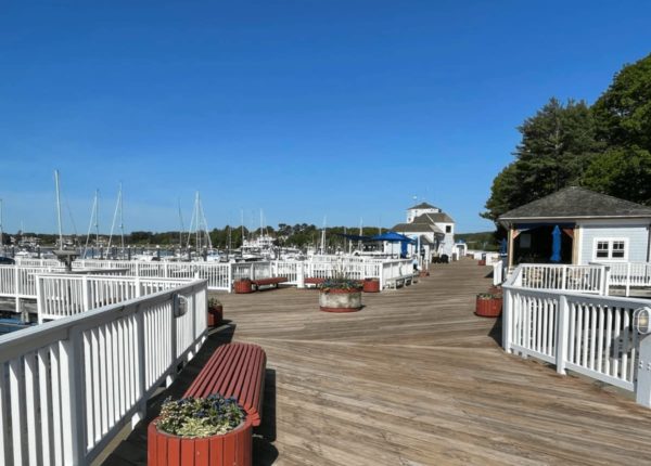 marina deck with white fences