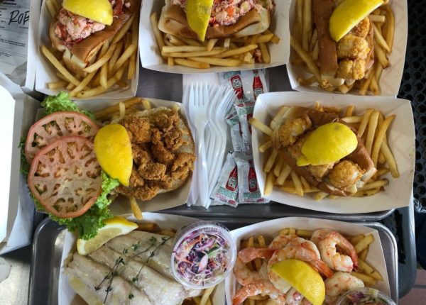 fried seafood with fries