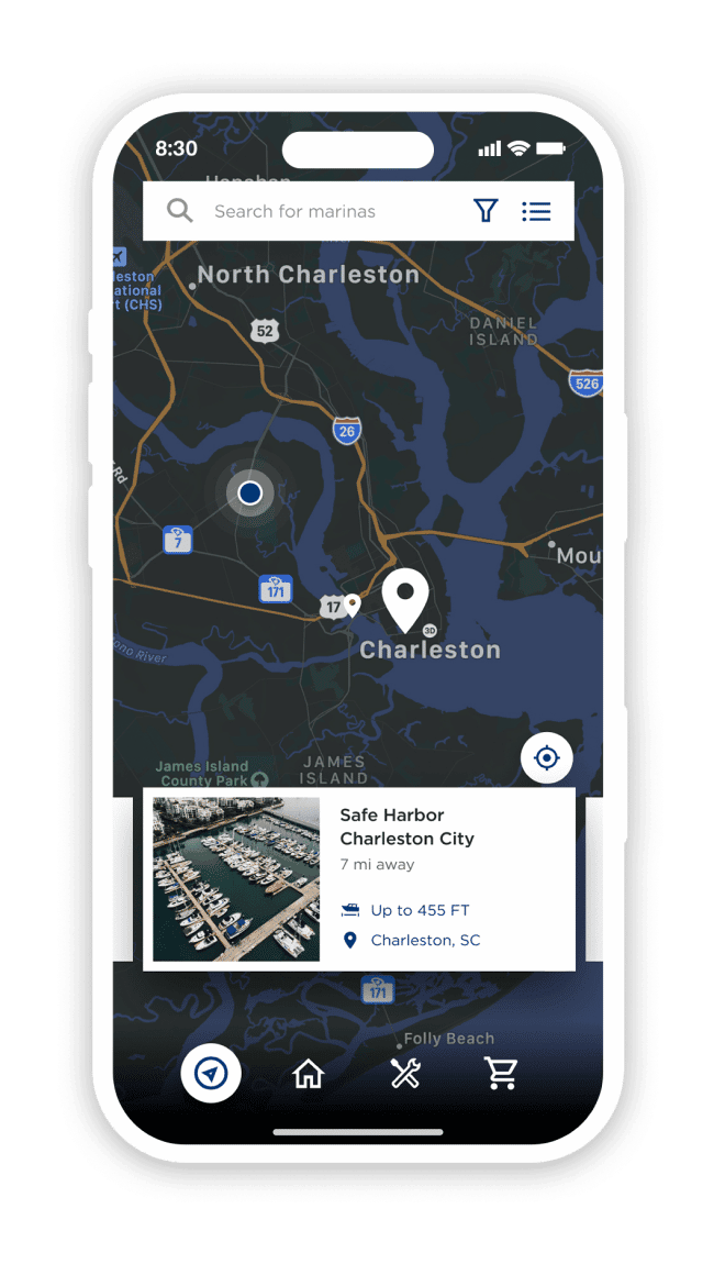 safe harbor member app mock map