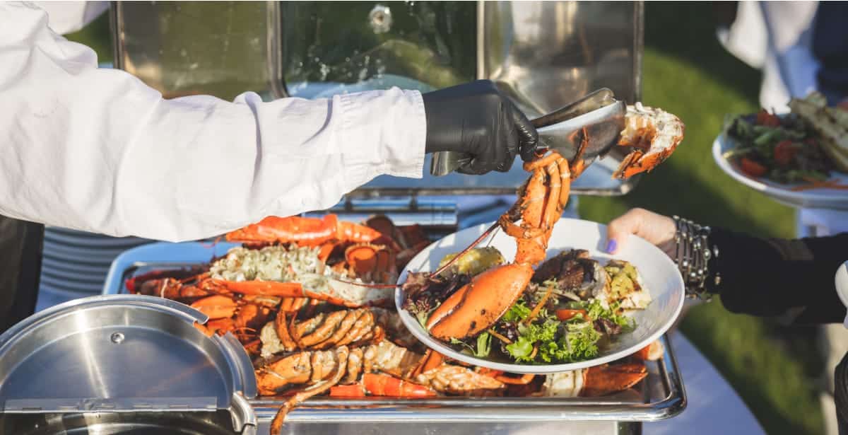 lobster being served at a catered event