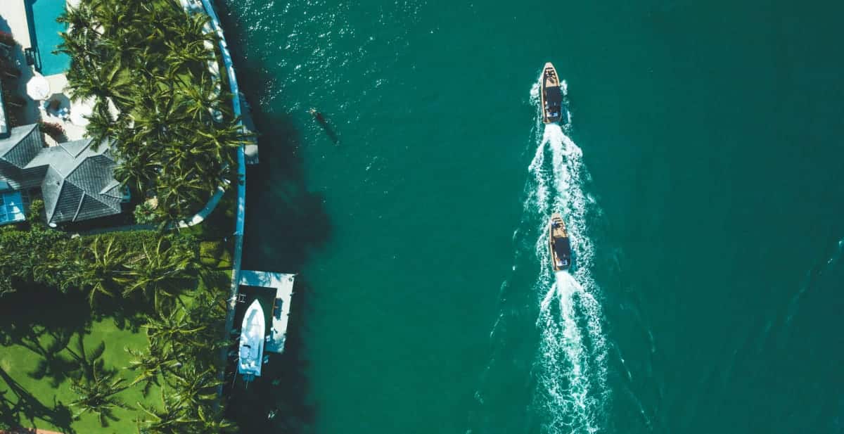 aerial view of two boats